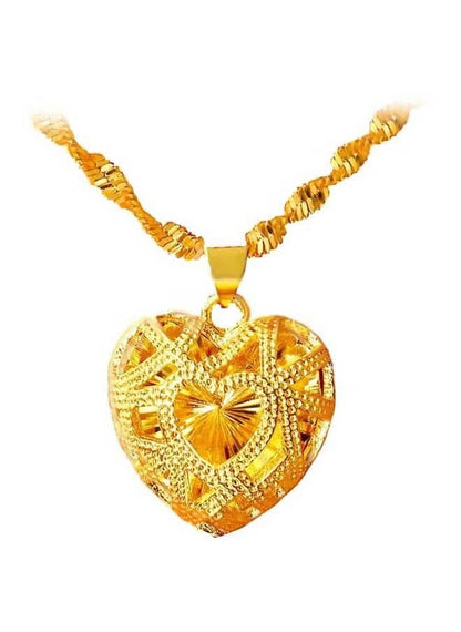 24 Karat Gold Heart Shape Pendant Necklace