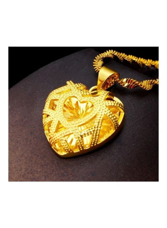 24 Karat Gold Heart Shape Pendant Necklace