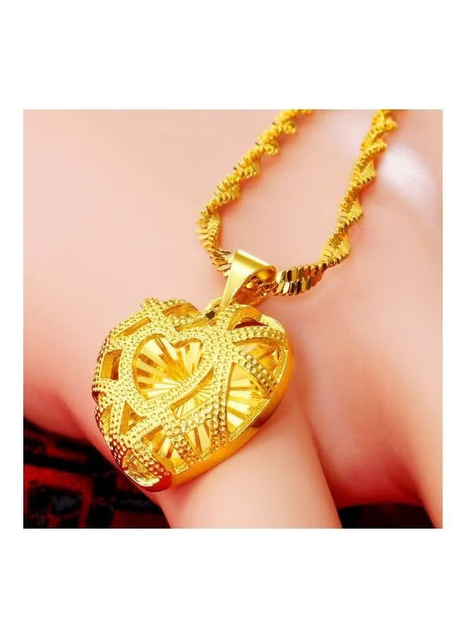 24 Karat Gold Heart Shape Pendant Necklace