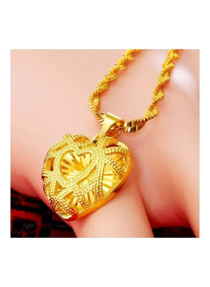24 Karat Gold Heart Shape Pendant Necklace