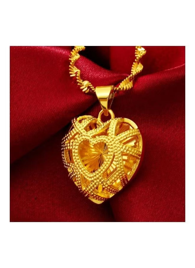 24 Karat Gold Heart Shape Pendant Necklace