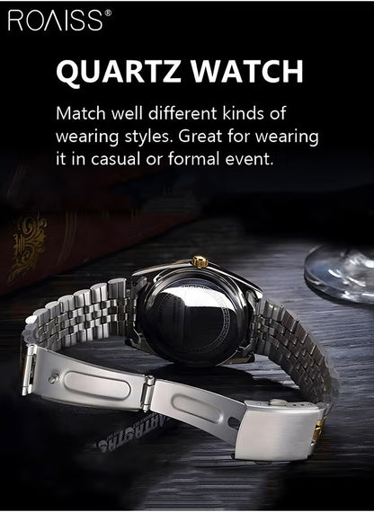 Steel Strap Couple Quartz Watch Set